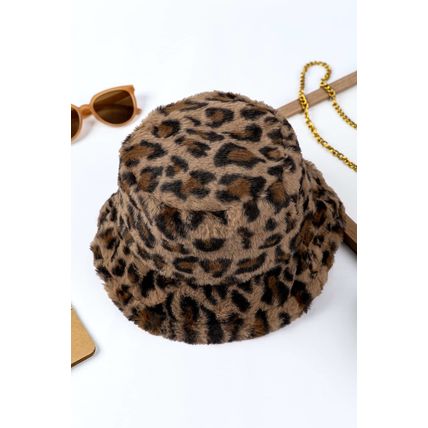 Thai Curry Leopard Plush Wide Brim Winter Fishman Hat