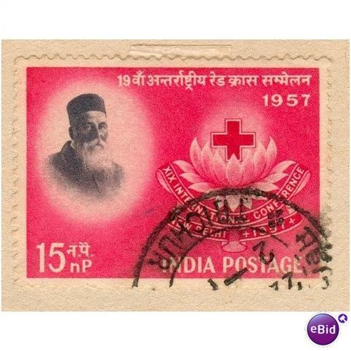 India 1957 - SG 388 - Henry Dunant and emblem15np - used 2