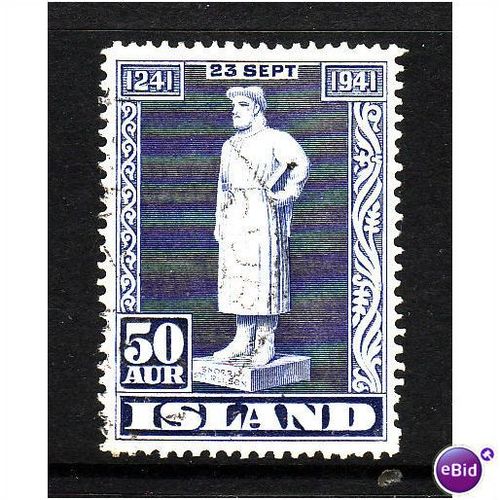 ICELAND 1941 ANNIV STURLUSON 50 AUR BLUE SG263 FINE USED
