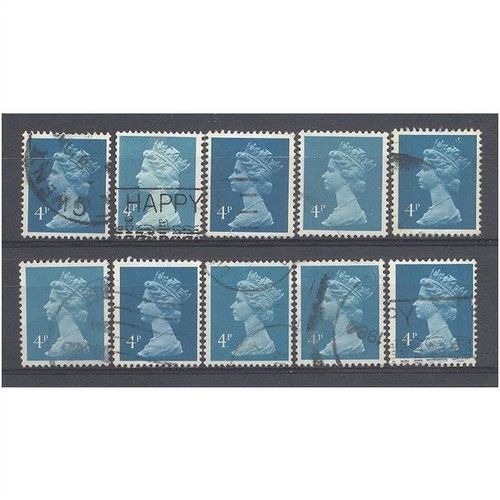 BULK STOCK.4p Greenish Blue x 10.Type Unchecked.Fine Used.nb12c