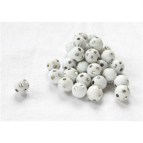 15 no. White Sparkle Jewels 8 mm Beads Jewellery Making 1995