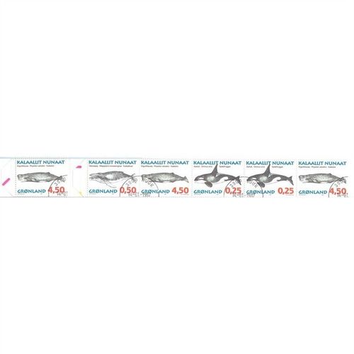 GREENLAND GRONLAND 1997 WHALES BOOKLET SB6 2 x STRIPS OF 5 FIRST DAY ISSUE CDS