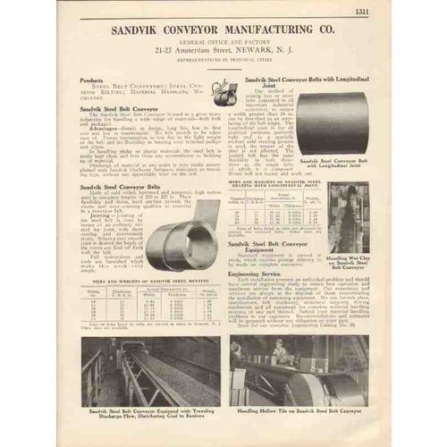 sandvik conveyor mfg company 1931 steel belting vintage catalog