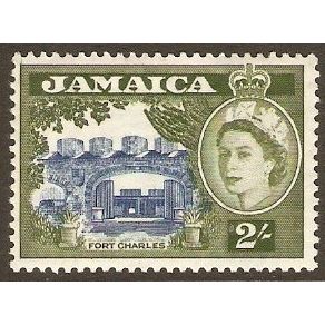 Jamaica 1958 2/- Grey Blue & Bronze Green Unmounted Mint NHM SG170a Sc170a stamp