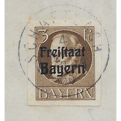 GER (BAVARIA) 1919 3pf KING LUDWIG III' (FREISTAAT)(IMPERFED) USED(EBID65-480)