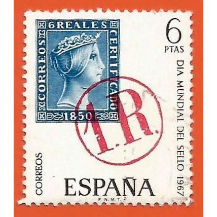 España. Spain. 1967. Edifil # 1800. Dia Mundial del Sello. Marca de Porteo