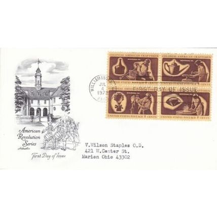 United States 1972 Colonial American Craftsmen FDC Williamsburg Cancel VGC