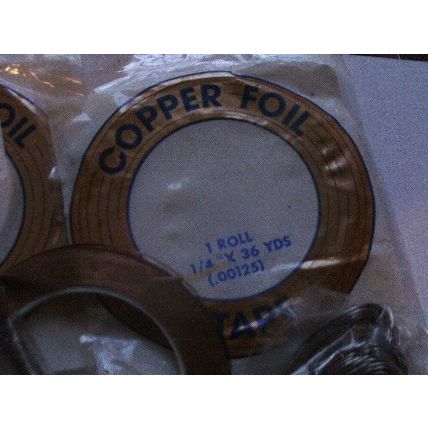 Copper foil and solder, for stained glass work etc