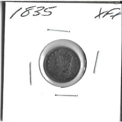 1835 US Silver Bust Half Dime XF/AU Grey Sheet AU $220.00
