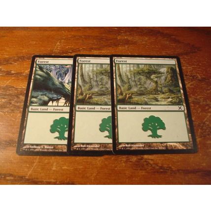Magic The Gathering, MTG, 3- Cards, 1993-2007, FOREST, nm