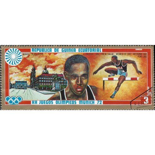EQUATORIAL GUINEA, OLYMPICS, Munich Hurdles, Calhoun, red 1972, 3pta