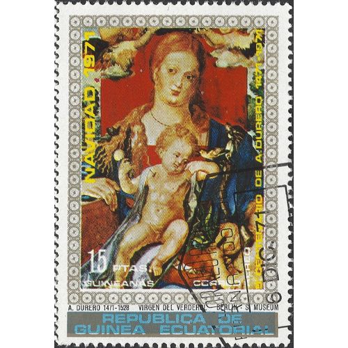 EQUATORIAL GUINEA, CHRISTMAS, Durer, Virgin Verderol, grey 1972, 15pt