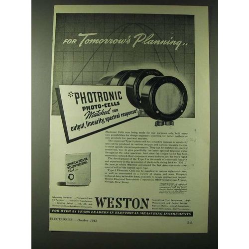 1943 Weston Type 3 Photo-Cell Ad - For tomorrow's planning