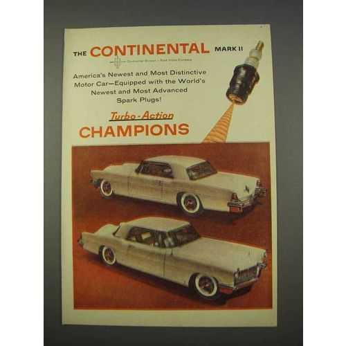 1955 Champion Spark Plugs Ad, Lincoln Continental