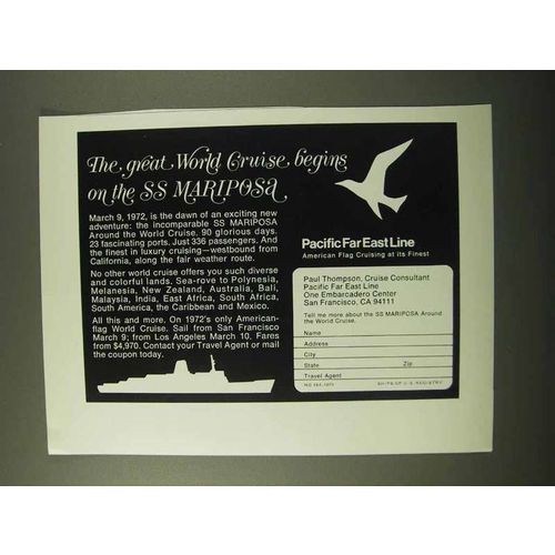 1971 Pacific Far East Line ad - SS Mariposa