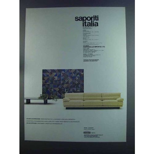 1982 Saporiti Italia Model Longsoft Couch Ad - Missoni