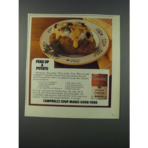 1986 Campbell's Cheddar Cheese Soup Ad - Perk up a potato