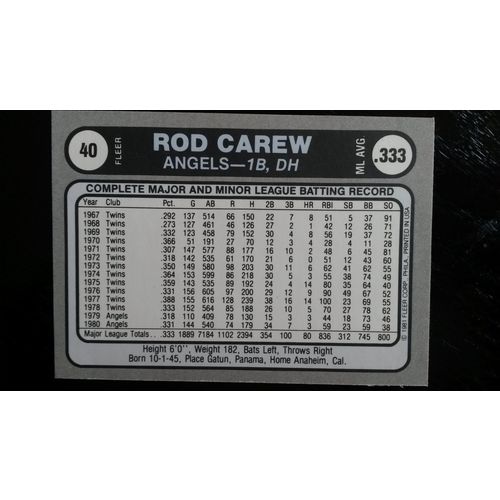 1981 Fleer Star Sticker Card # 040 Rod Carew Excellent (5) California Angels