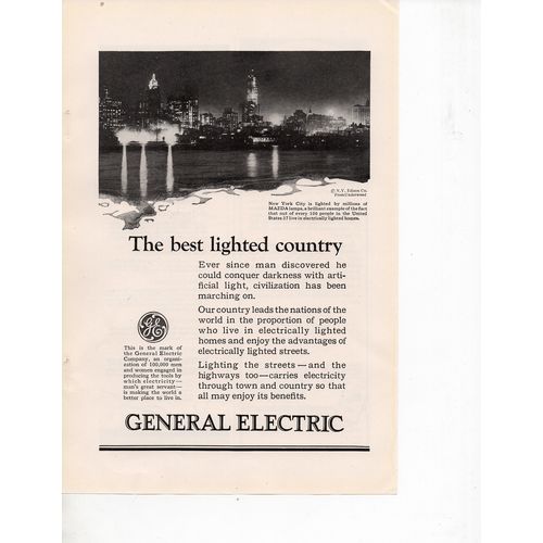 General Electric vintage magazine Print Ad March 1924
