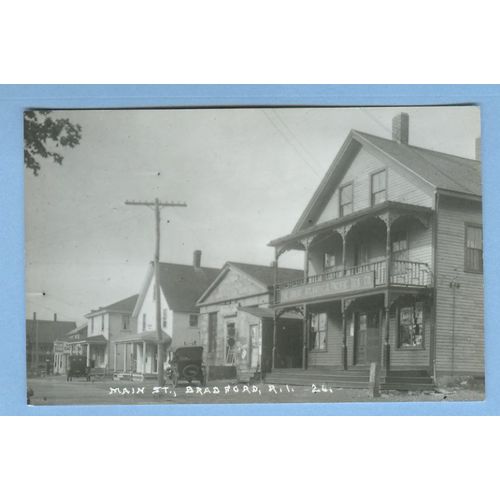Rhode Island Bradford Main St Real Photo Post Card View Street Scene w/Old~1117