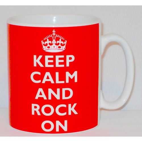 Keep Calm And Rock On Mug Can Personalise Great Rocker Roll Metal Music Gift
