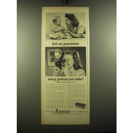 1949 Ansco Superpan Press Film and Pioneer Camera Ad - Let us guarantee