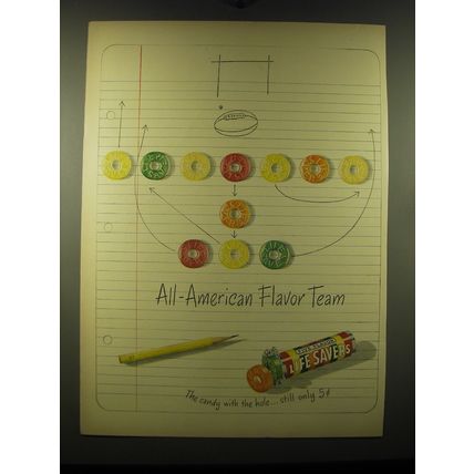 1948 Life Savers Five Flavors Candy Ad - All-American Flavor Team