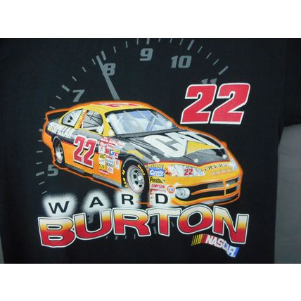 Ward Burton 22 Race Caterpillar Dodge 2 sided T Shirt Checkered Flag Sports