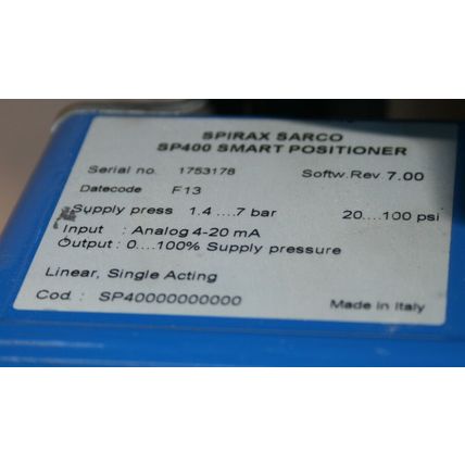 SPIRAX SARCO SP400 PNEUMATIC REGULATOR SMART POSITIONER 1.4-7BAR