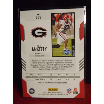2021 Score TRE' MCKITTY (Georgia / LA Chargers) Rookie Card #389