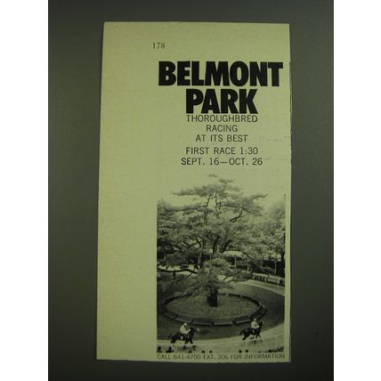 1968 Belmont Park Ad - Belmont Park Thoroughbred Racing at its best