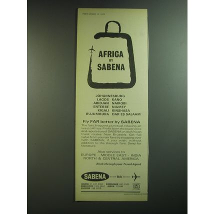 1969 Sabena Airlines Ad - Africa by Sabena