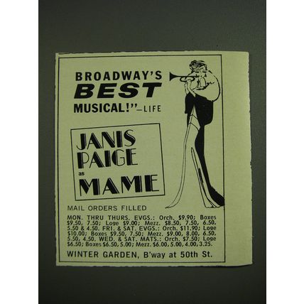 1968 Mame Musical Ad - Broadway's Best Musical! - Janis Paige as Mame