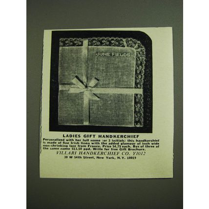 1968 Villari Handkerchief Co. Advertisement - Ladies gift handkerchief