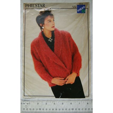 Vintage: Phildar 8634 shawl collar cardigan with saddle shoulders, Philstar