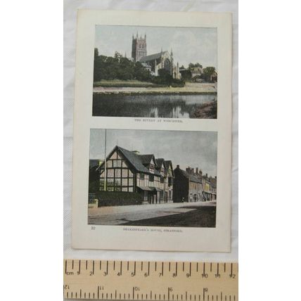 Vintage illustration: The Severn Worcester, Shakespear'e House / Beasts & Birds