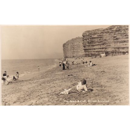Burton Bradstock Dorset Beach White Tent Grumpy Lady Postcard
