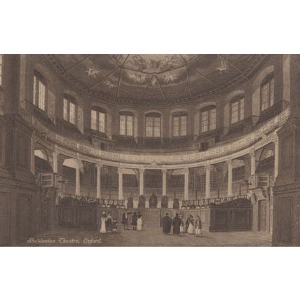 Tourists At Sheldonian Theatre Oxford Antique Postcard