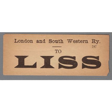 LONDON & SOUTH WESTERN RAILWAY LUGGAGE LABEL - LISS (Caps)