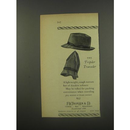 1956 F.R. Tripler Traveler Hat Advertisement