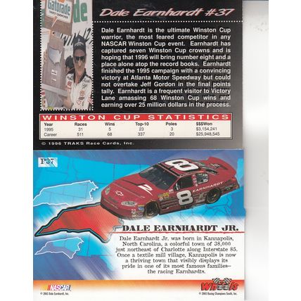 DALE EARNHARDT SR. & DALE EARNHARD JR. AUTOGRAPHED 1996/03 NASCAR HOF FATHER&SON