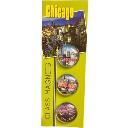 Mini Chicago Round Glass Fridge Magnets