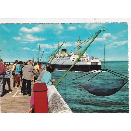Ostende pier Belgium Postcard posted 1968 crease