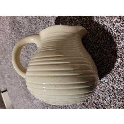3D Apple Design Stoneware Pitcher With Handle Beige Apple Embossed