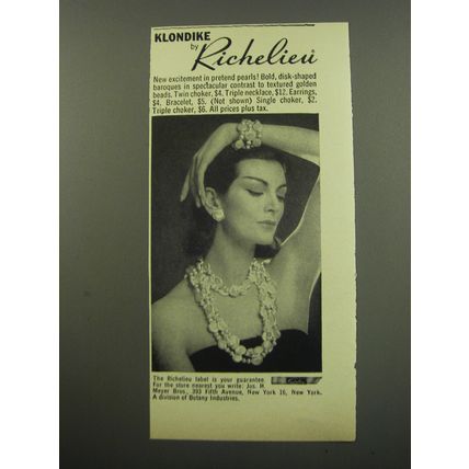1959 Richelieu Jewelry Advertisement - Klondike by Richelieu
