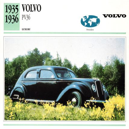 Collectors Club card. Classic Cars. Volvo PV36