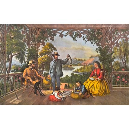 HOME FROM THE BROOK 1952 Nathaniel Currier - James Merritt Ives PRINT
