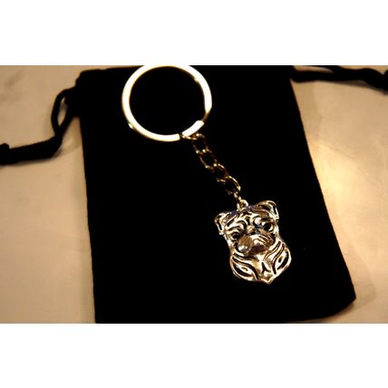 PUG DOG KEY RING WITH KEY CHAIN & VELVET GIFT BAG