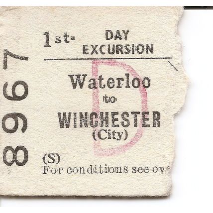 B.T.C. Edmondson Ticket - Waterloo to Winchester City