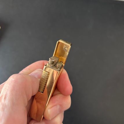 VINTAGE PANTHER GUY GOLD TONE Side Wheel Roller Butane Lighter Boxed Paperwork